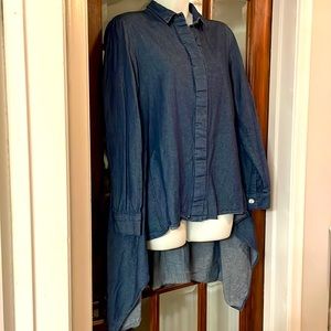 KENAR dark denim flowing button down shirt - size medium